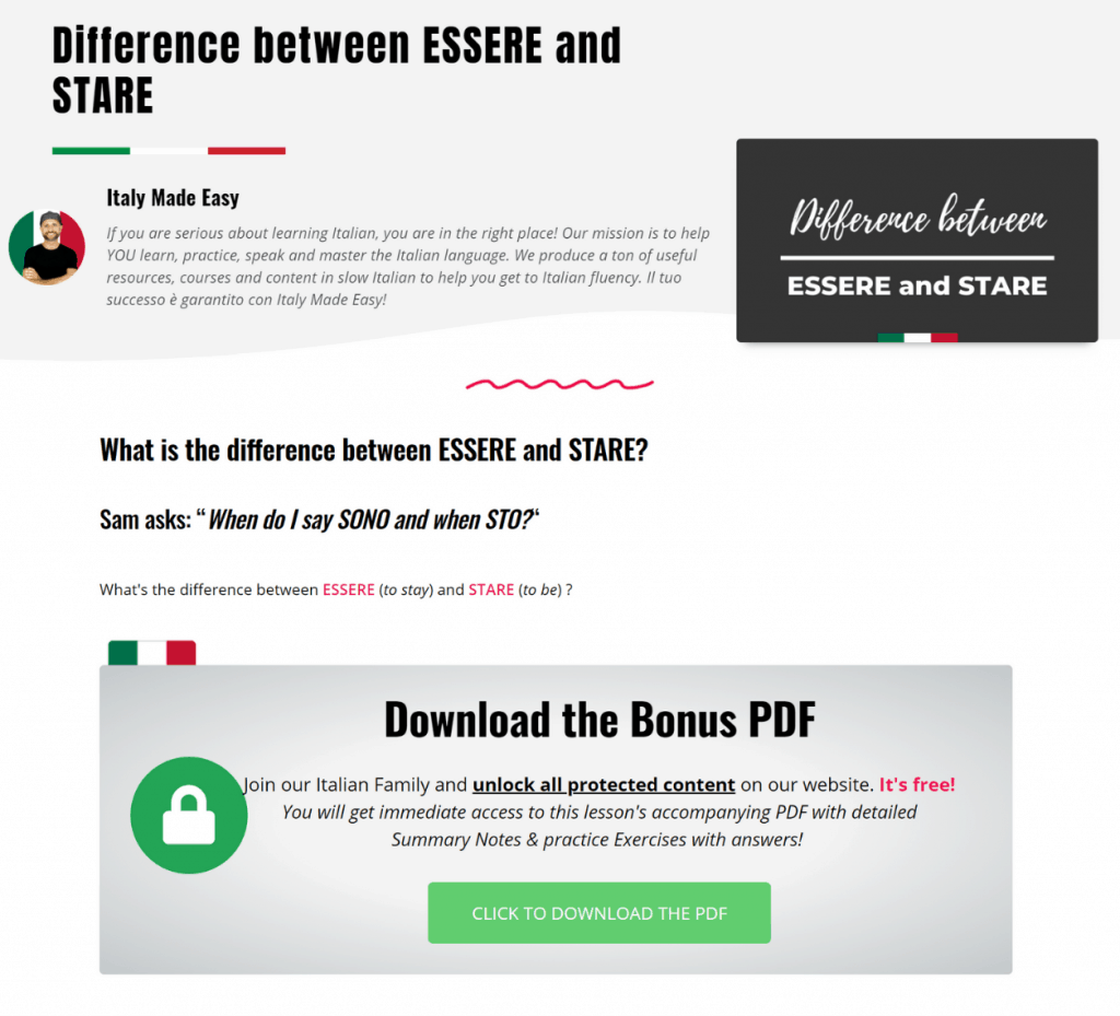 Free Lessons Screen