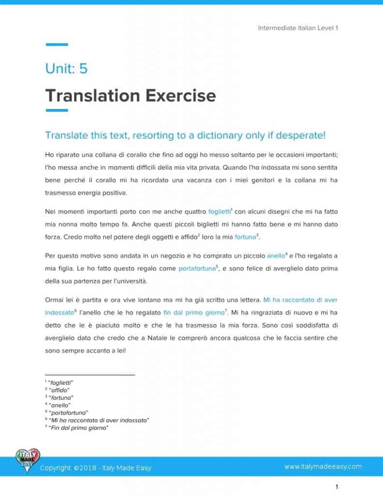Translation Exercises Example Intermediate 1
